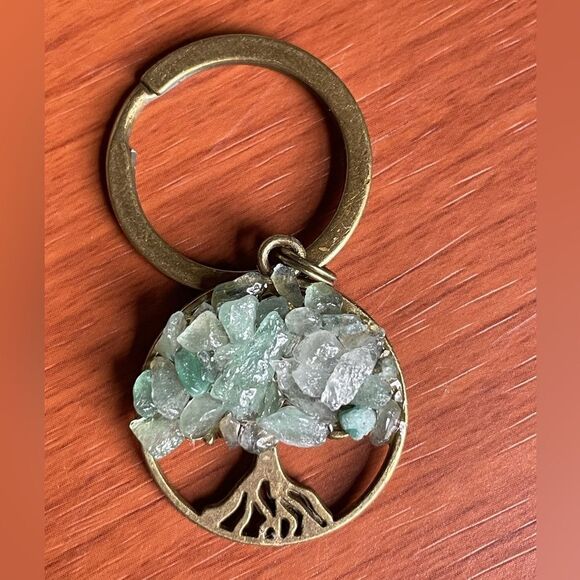 Tree of Life Natural Green Jade (Jadeite Jade) Crystal Keychain - Picture 15 of 16